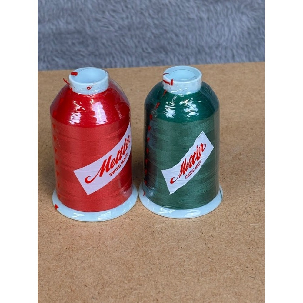 Mettler Metroflock Overlock Thread 1000m Spools Red 600 Green 277 Swiss Made 2pc
